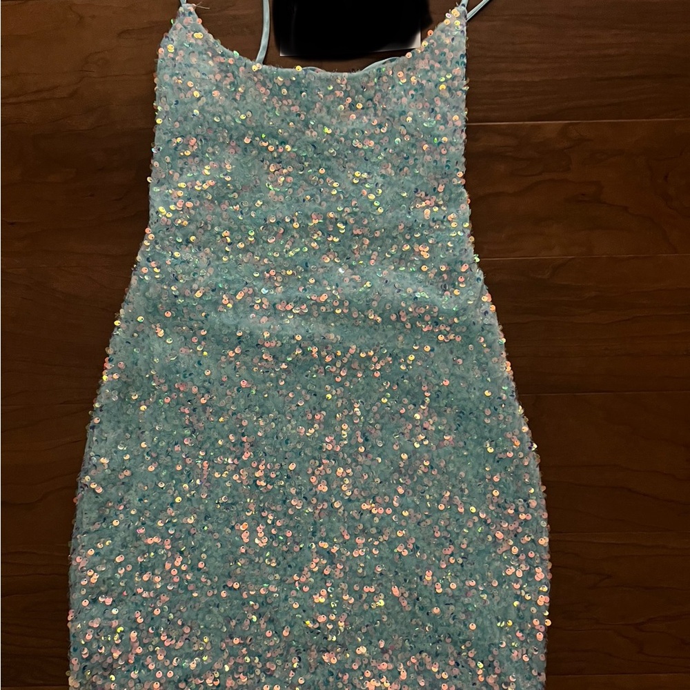 Sequin Embellished Mini Dress - Blue